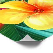 Parrot 3 Birds Tropical Floral Palmes lila Poster (Ecke)