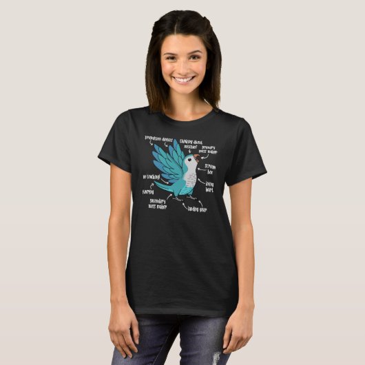 Parrot Anatomie I Blauer Mönch Parakeet Quaker T-Shirt (Vorne ganz)