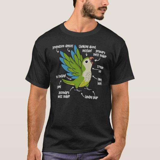 Parrot Anatomie I Grüner Mönch Parakeet Quaker T-Shirt (Vorderseite)