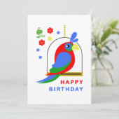 Parrot and Flowers Karte (Stehend Vorderseite)