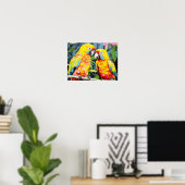 Parrot Animal Bird Art Deco Farbe Poster (Heimbüro)