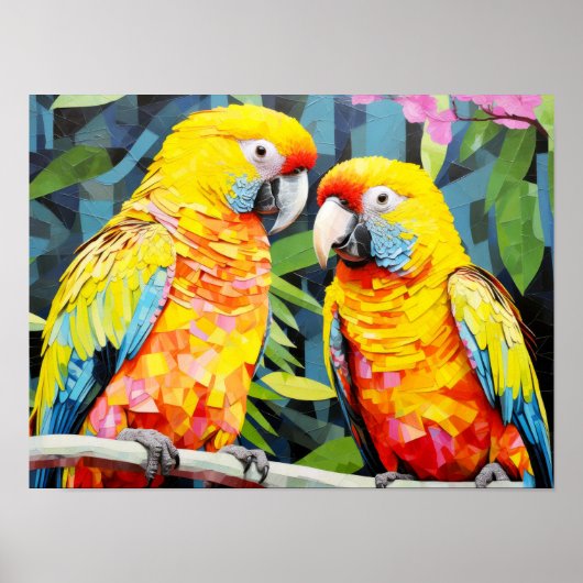 Parrot Animal Bird Art Deco Farbe Poster (Vorne)
