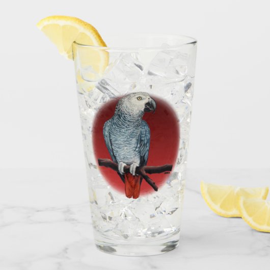 Parrot Art Glass African Gray Glass Personalize Glas (Vorderseite Ice)