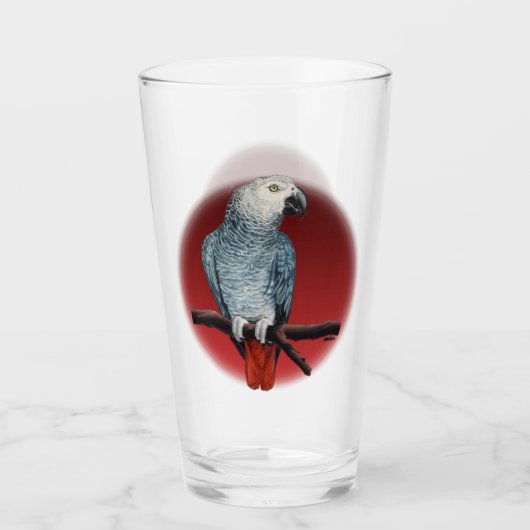Parrot Art Glass African Gray Glass Personalize Glas (Vorderseite)
