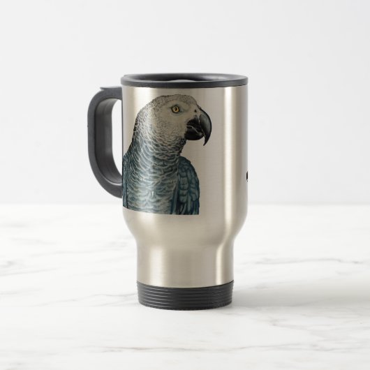 Parrot Art Travel Mug African Gray Travel Mugs Reisebecher (Vorderseite Links)