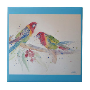 Parrot Art Wasserfarben Malerei Aqua Aquamarin Fliese