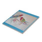 Parrot Art Wasserfarben Malerei Aqua Aquamarin Fliese (Seite)