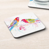 Parrot Art Wasserfarben Malerei Aqua Aquamarin Getränkeuntersetzer (Linke Seite)