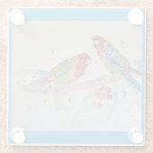 Parrot Art Wasserfarben Malerei Aqua Aquamarin Glasuntersetzer (Rückseite)