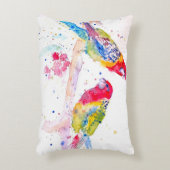 Parrot Art Wasserfarben Malerei Aqua Dekokissen (Vorderseite(Vertikal))