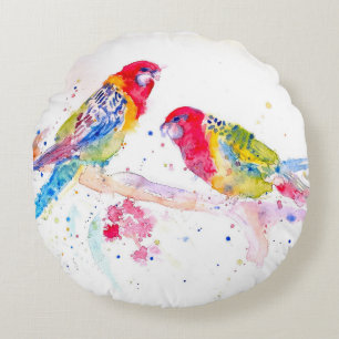 Parrot Art Wasserfarben Malerei Aqua Rundes Kissen