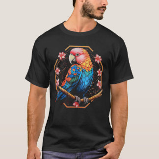 Parrot Artwork Kirsche Blüten Blume Tierparro T-Shirt