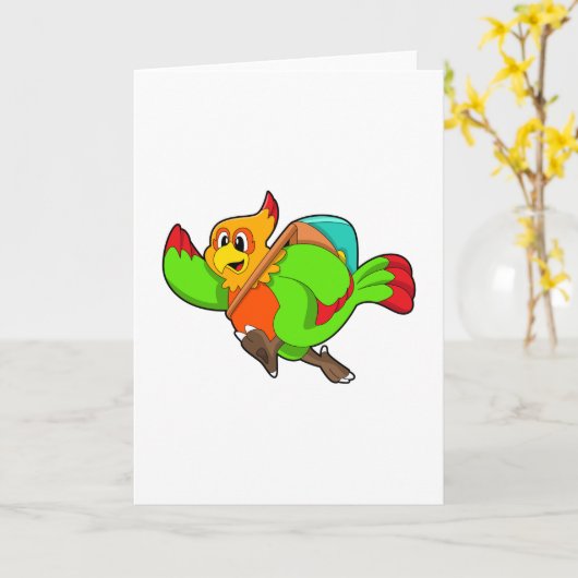 Parrot as Hiker with Backpack Karte (Gelbe Blume)