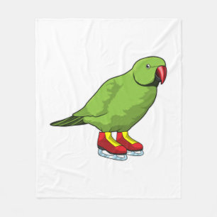 Parrot at Ice skating with Ice skates Fleecedecke