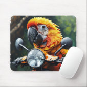 Parrot auf Motorrad-Mauspad Mousepad (Mit Mouse)
