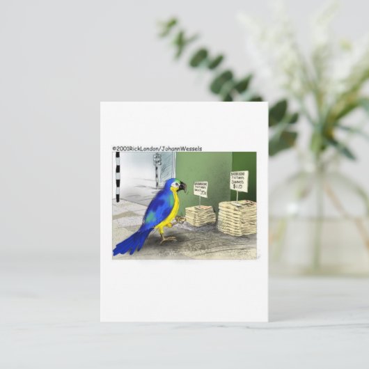Parrot Badezimmer Fixtures Funny Cartoon Geschenke Postkarte (Stehend Vorderseite)