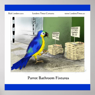 Parrot Badezimmer Kleine Kunst Funny Teaser Poster