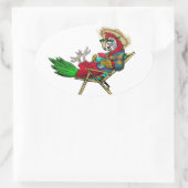 Parrot Beach Chair Ovaler Aufkleber (Tasche)