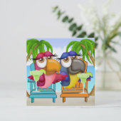 Parrot Beach Party Einladung - SRF (Stehend Vorderseite)