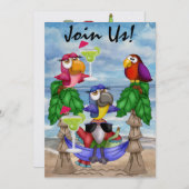 Parrot Beach Party Einladung - SRF (Vorne/Hinten)