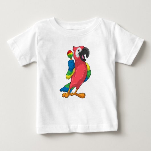 Parrot bei Musik mit Maracas Baby T-shirt (Vorderseite)