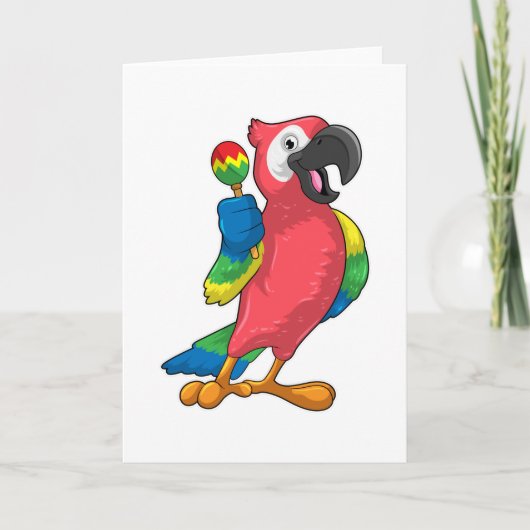 Parrot bei Musik mit Maracas Karte (Vorderseite)