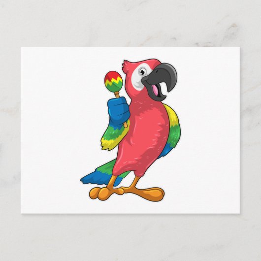Parrot bei Musik mit Maracas Postkarte (Vorderseite)