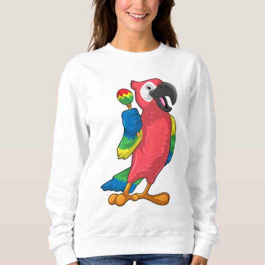 Parrot bei Musik mit Maracas Sweatshirt (Vorderseite)
