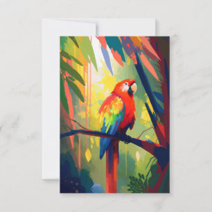 Parrot Bird Animal Portrait Painting Wildlife Free Dankeskarte