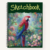 Parrot-Bird-Jungle Blumengrün-Blume Notizblock (Vorderseite)