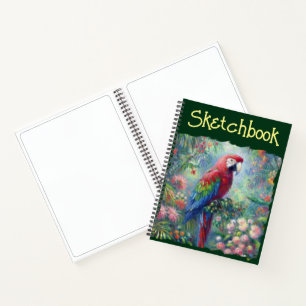 Parrot-Bird-Jungle Blumengrün-Blume Notizblock