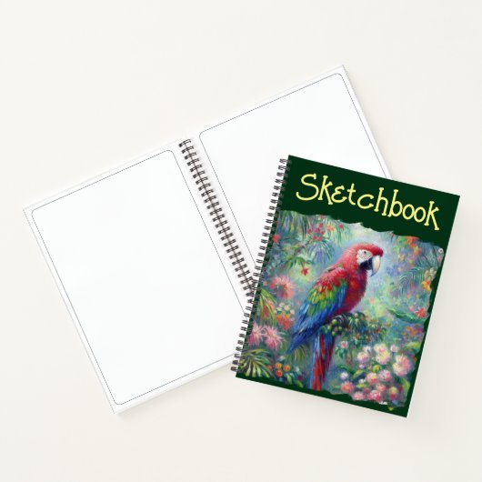 Parrot-Bird-Jungle Blumengrün-Blume Notizblock (Innenseite)