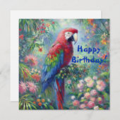 Parrot Bird Jungle Floral Geburtstagkarte (Vorne/Hinten)
