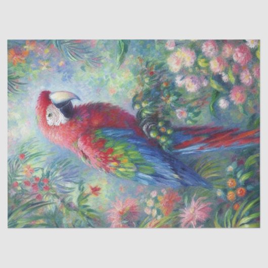 Parrot Bird Jungle Floral Impressionismus Decoupag Seidenpapier (Vorderseite)