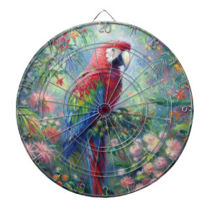 Parrot Bird Jungle Floral Impressionismus Malerei Dartscheibe