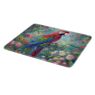Parrot Bird Jungle Floral Impressionismus Malerei Schneidebrett