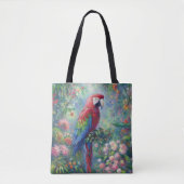 Parrot Bird Jungle Floral Impressionismus Malerei Tasche (Vorderseite)