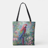 Parrot Bird Jungle Floral Impressionismus Malerei Tasche (Rückseite)