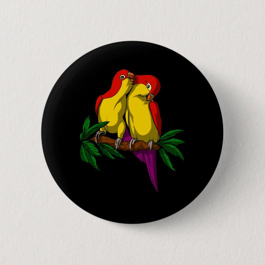 Parrot Bird Niedlich Couple Button (Vorderseite)