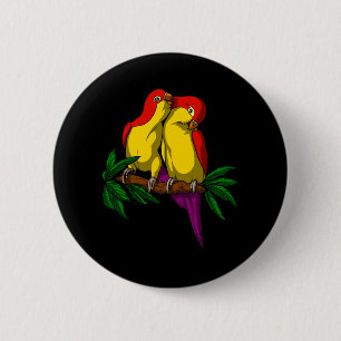 Parrot Bird Niedlich Couple Button