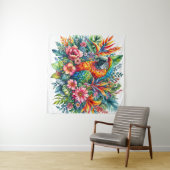 Parrot Botanische Aquarellkunst Wandteppich (Beispiel (Horizontal))