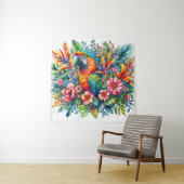 Parrot Botanische Aquarellkunst Wandteppich (Beispiel)