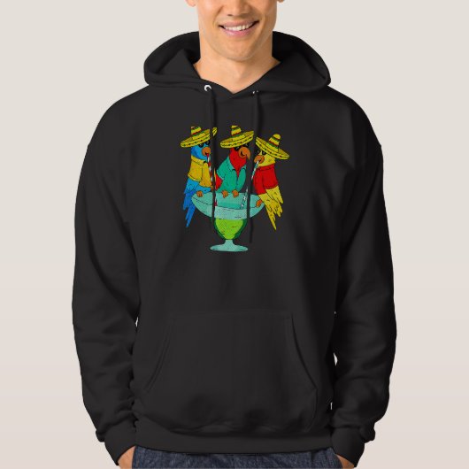 Parrot Cinco De Mayo Drinking Tequila Hoodie (Vorderseite)