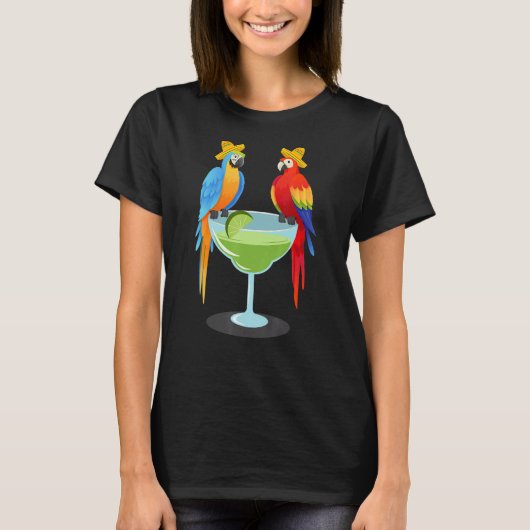 Parrot Cinco De Mayo Drinking Tequila T-Shirt (Vorderseite)