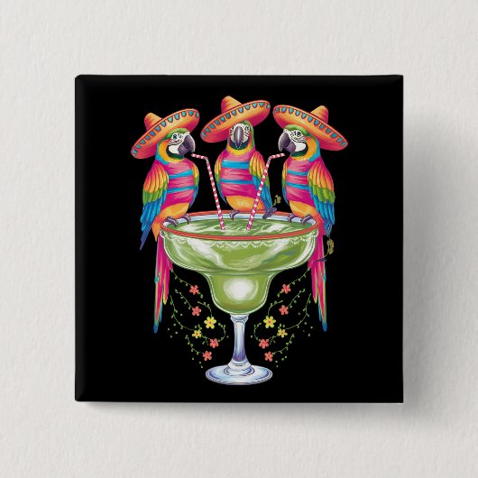 Parrot Cinco De Mayo Funny Drinks Mexican Fiesta Button (Vorderseite)