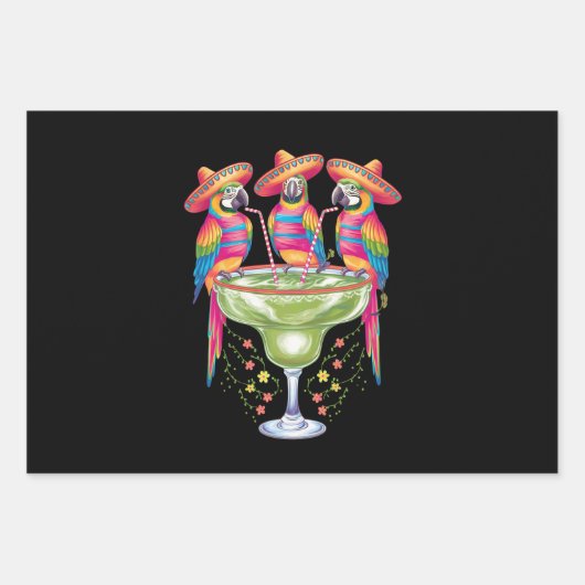 Parrot Cinco De Mayo Funny Drinks Mexican Fiesta Geschenkpapier Set (Vorderseite)