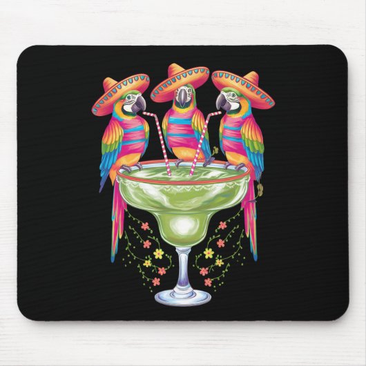 Parrot Cinco De Mayo Funny Drinks Mexican Fiesta Mousepad (Vorne)