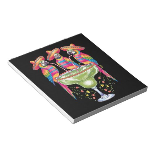 Parrot Cinco De Mayo Funny Drinks Mexican Fiesta Notizblock (angewinkelt)