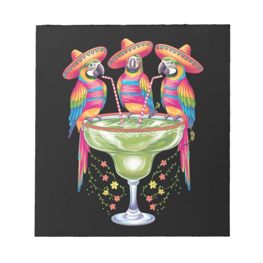 Parrot Cinco De Mayo Funny Drinks Mexican Fiesta Notizblock (Vorderseite)