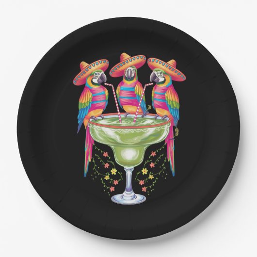 Parrot Cinco De Mayo Funny Drinks Mexican Fiesta Pappteller (Vorderseite)